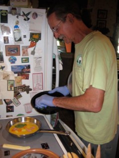 Steve making an omelet